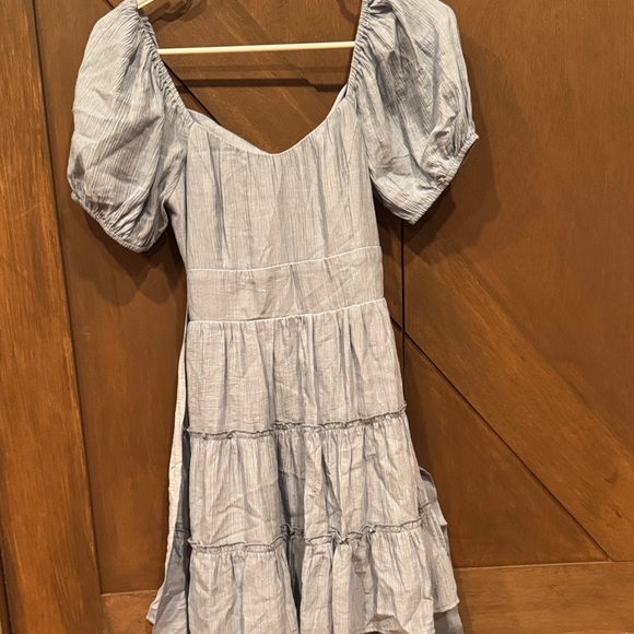 Altar'd State Dresses & Skirts - Altar'd State Light Blue Puff Sleeve double back bow  Mini Dress